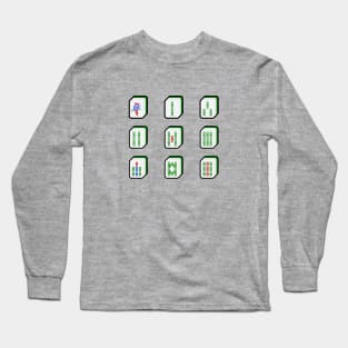 Mahjong Tiles Bamboo Suit 麻雀索子 - Sticks, Strings, Bams, Bird | I Love Mahjong | Cantonese Long Sleeve T-Shirt